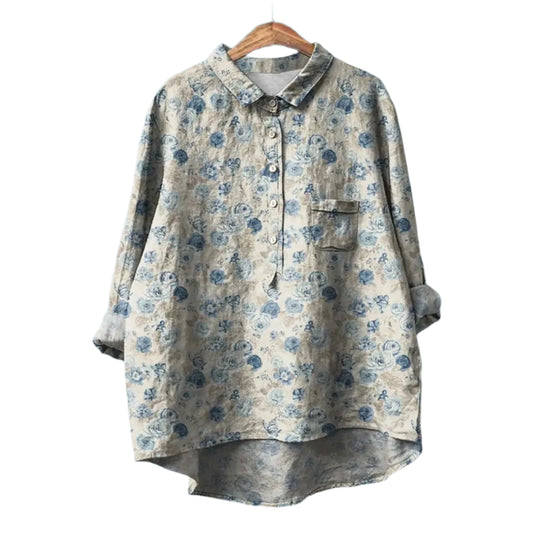 Herren Button-Up Hemd mit Blumenmuster und taillierter Passform 0