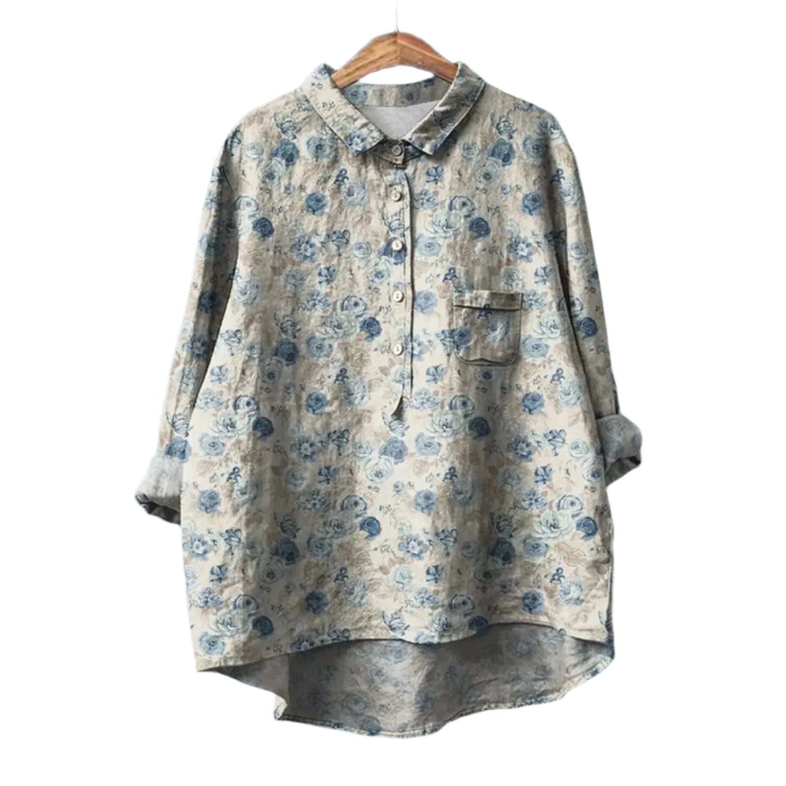 Herren Button-Up Hemd mit Blumenmuster und taillierter Passform 0