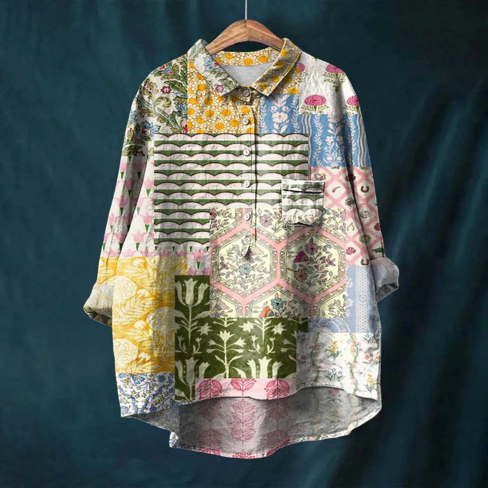 Herren Button-Up Hemd mit Blumenmuster und taillierter Passform 2