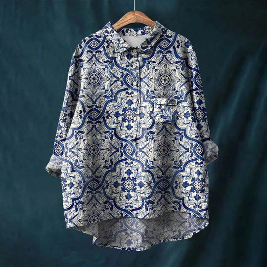 Herren Button-Up Hemd mit Blumenmuster und taillierter Passform 3