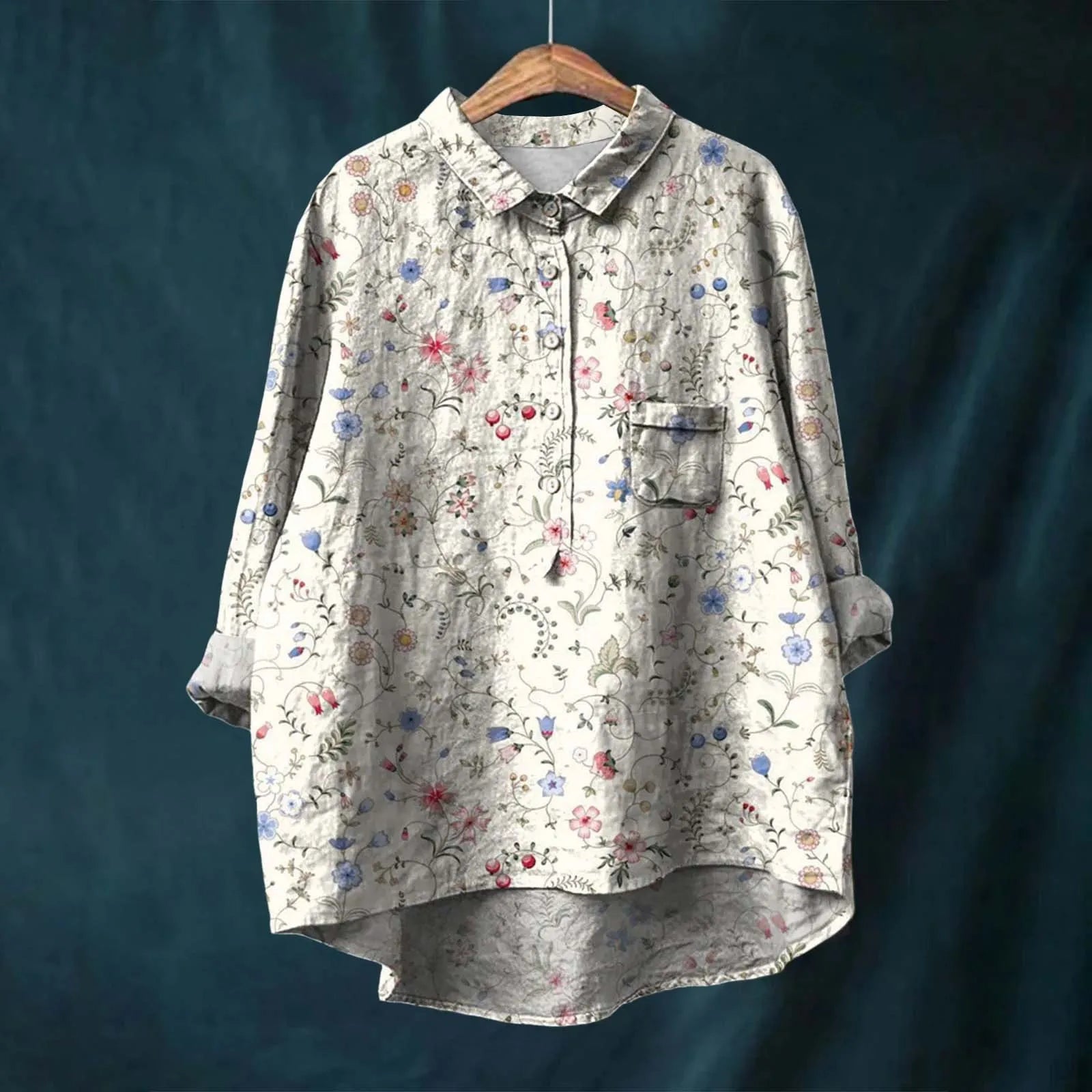 Herren Button-Up Hemd mit Blumenmuster und taillierter Passform 4