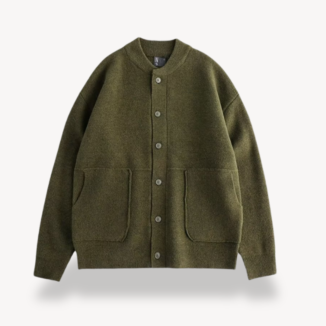 Herren Cardigan mit Knopfleiste und gerippten Säumen 3