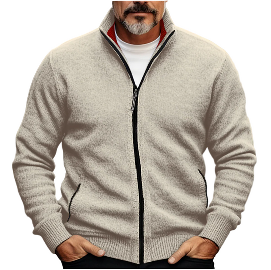 Herren Cardigan mit Reißverschluss und hohem Kragen 0