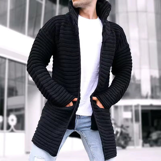 Herren Cardigan mit offener Vorderseite und Rollkragen 1