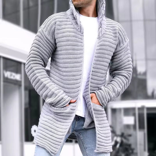 Herren Cardigan mit offener Vorderseite und Rollkragen 2