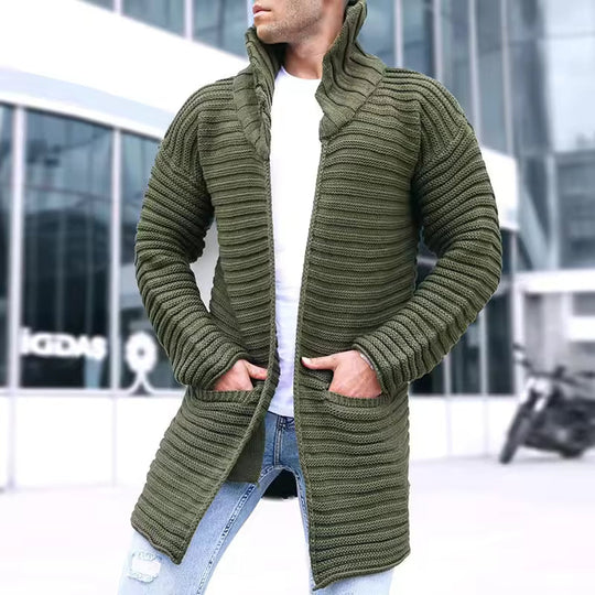 Herren Cardigan mit offener Vorderseite und Rollkragen 3