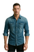 Herren Denim Hemd Retro Stil mit Knopf-Taschen 0