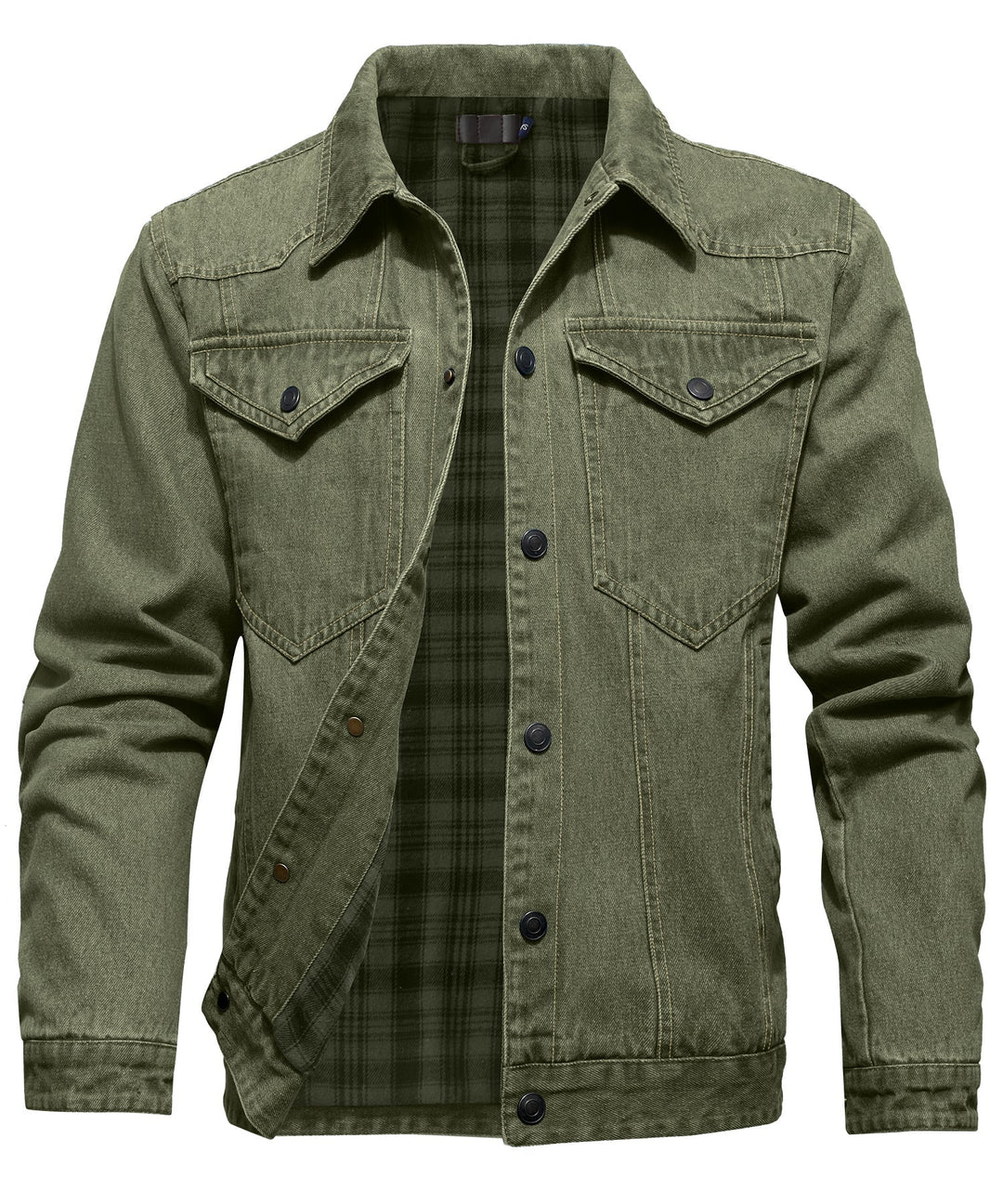 Herren Denim Jacke mit Flanellfutter und Taschen 2