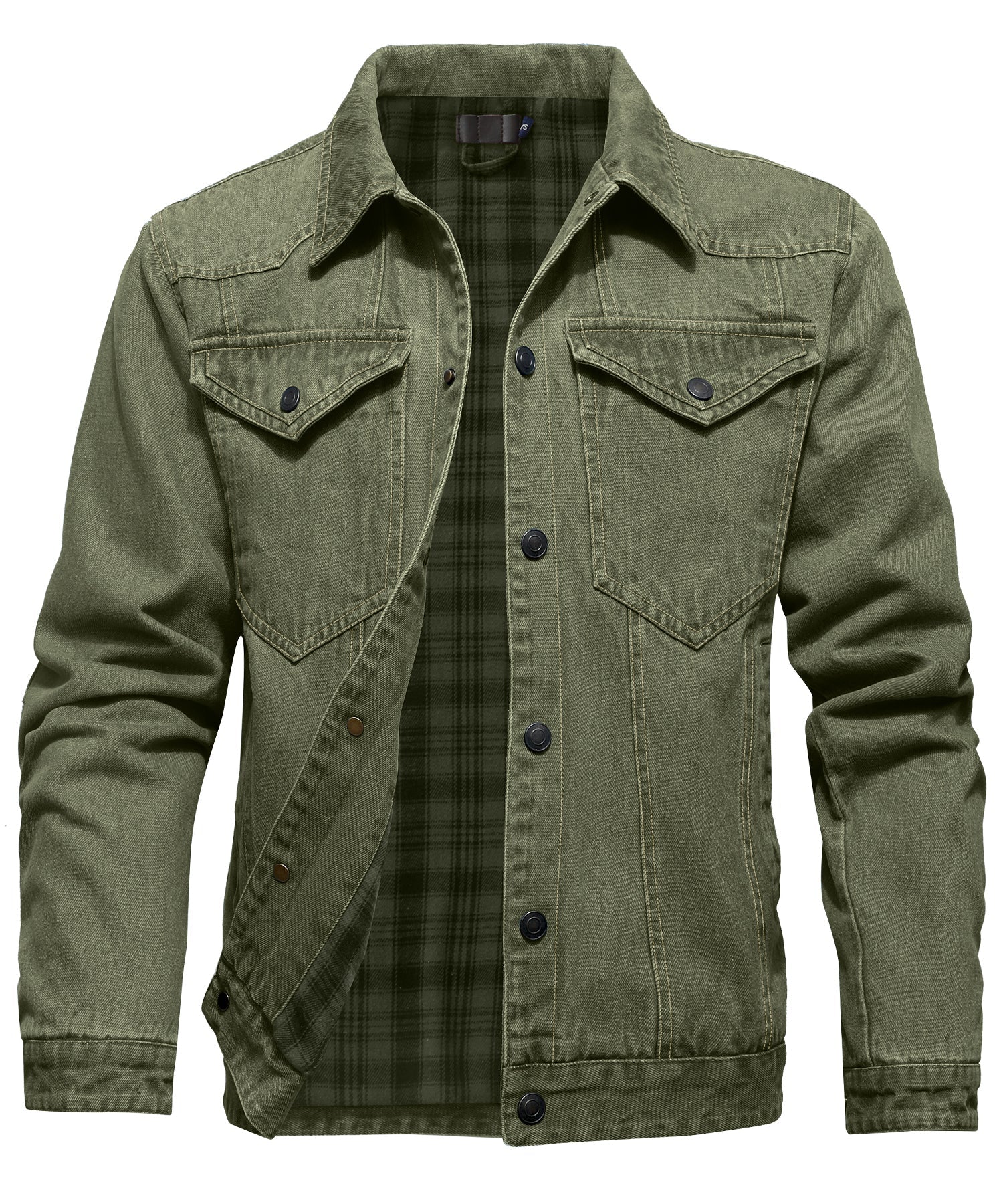 Herren Denim Jacke mit Flanellfutter und Taschen 2