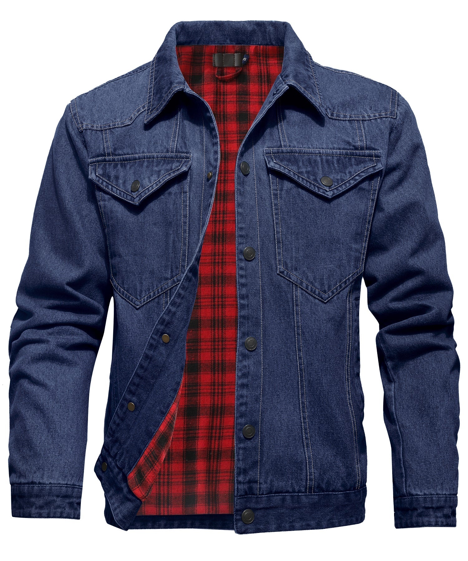 Herren Denim Jacke mit Flanellfutter und Taschen 3