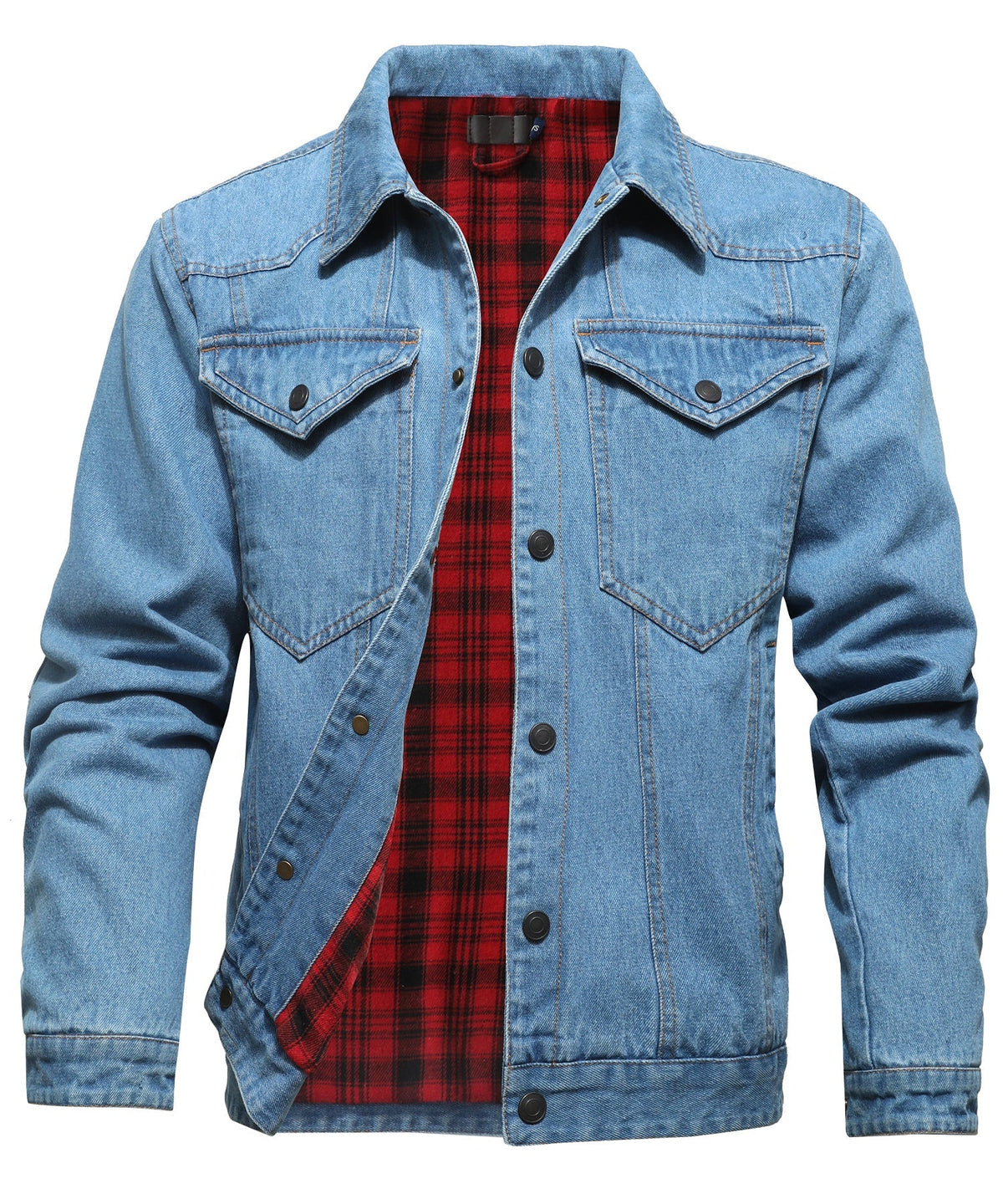 Herren Denim Jacke mit Flanellfutter und Taschen 4