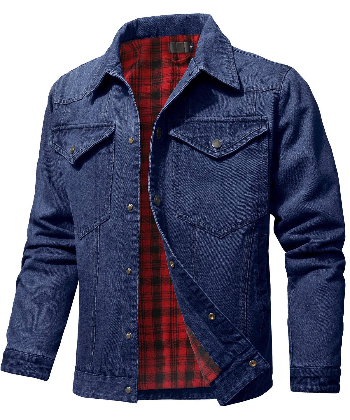 Herren Denim Jacke mit Flanellfutter und Taschen 6