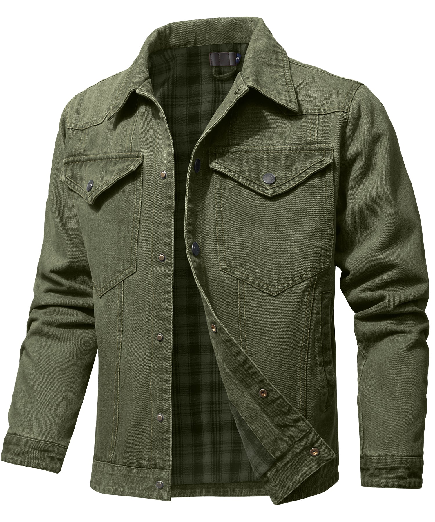 Herren Denim Jacke mit Flanellfutter und Taschen 7