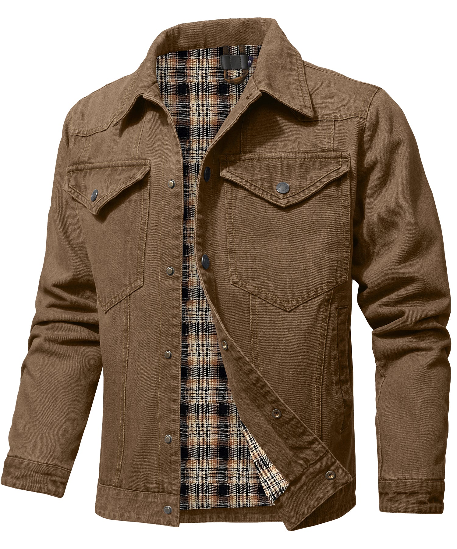 Herren Denim Jacke mit Flanellfutter und Taschen 8