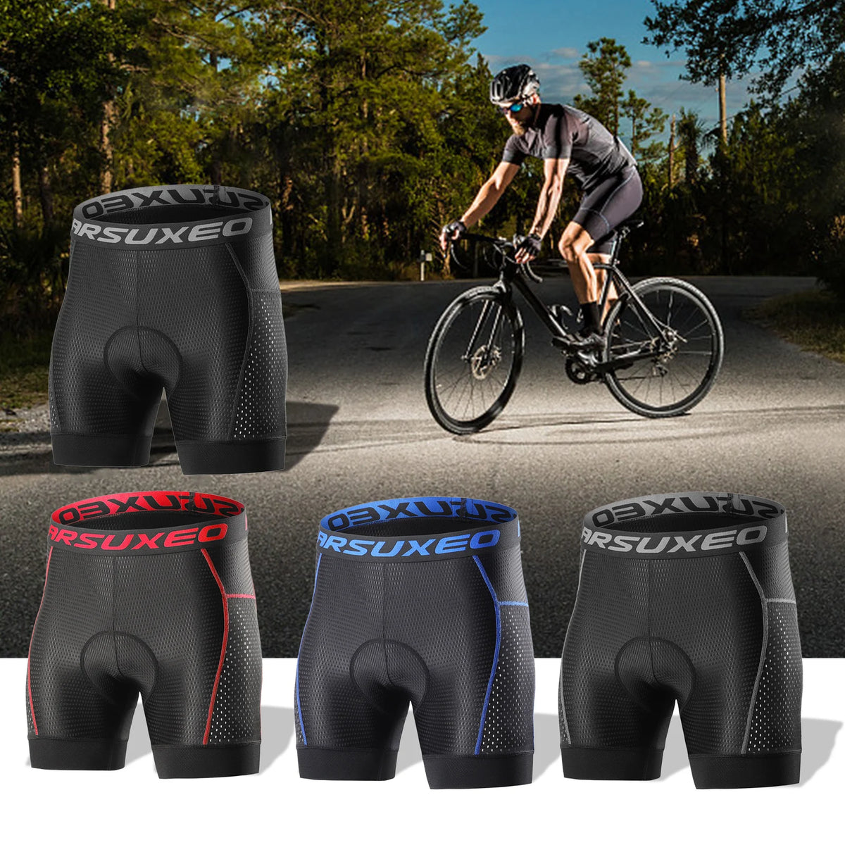Herren Fahrradhose Lang Atmungsaktiv mit 5D Gel Polsterung und Schnelltrocknendem Material 5