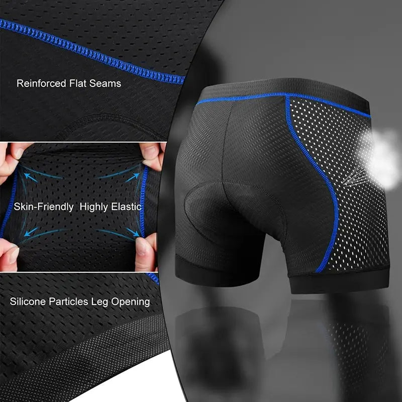 Herren Fahrradhose Lang mit 5D Polsterung und Anti-Rutsch Beinabschlüssen aus Atmungsaktivem LYCRA 1