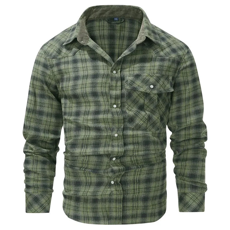 Herren Flanellhemd Karomuster Langarm Bequeme Passform 0