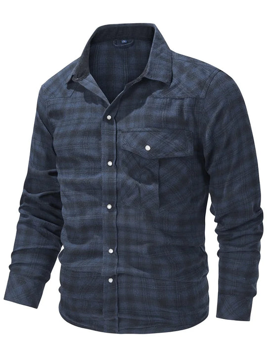 Herren Flanellhemd Karomuster Langarm Bequeme Passform 1
