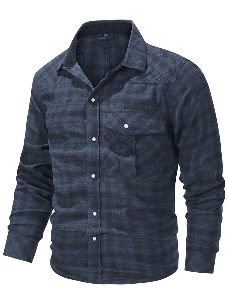 Herren Flanellhemd Karomuster Langarm Bequeme Passform 1