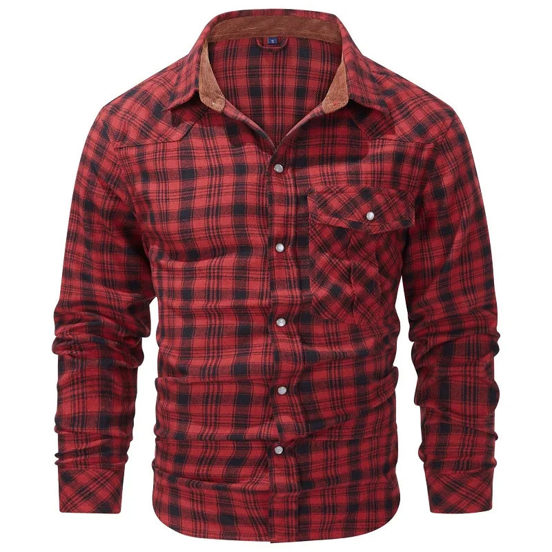 Herren Flanellhemd Karomuster Langarm Bequeme Passform 2