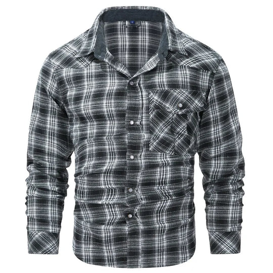 Herren Flanellhemd Karomuster Langarm Bequeme Passform 3