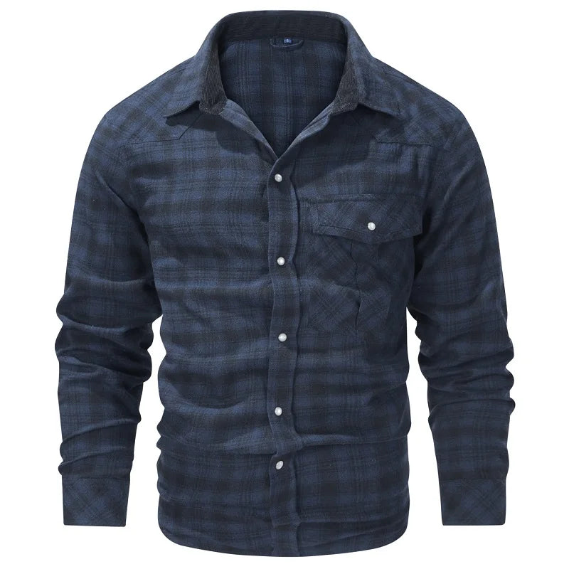 Herren Flanellhemd Karomuster Langarm Bequeme Passform 4