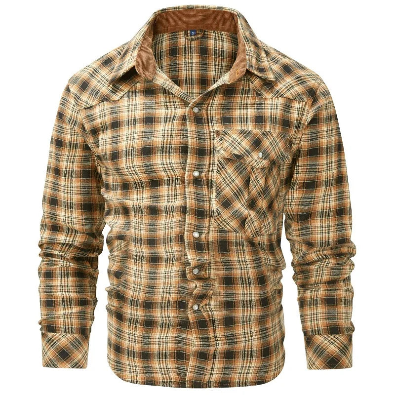 Herren Flanellhemd Karomuster Langarm Bequeme Passform 5