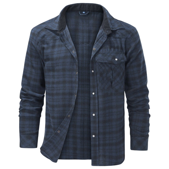 Herren Flanellhemd Klassisch Gemustert Baumwolle-Polyester-Mischung 6