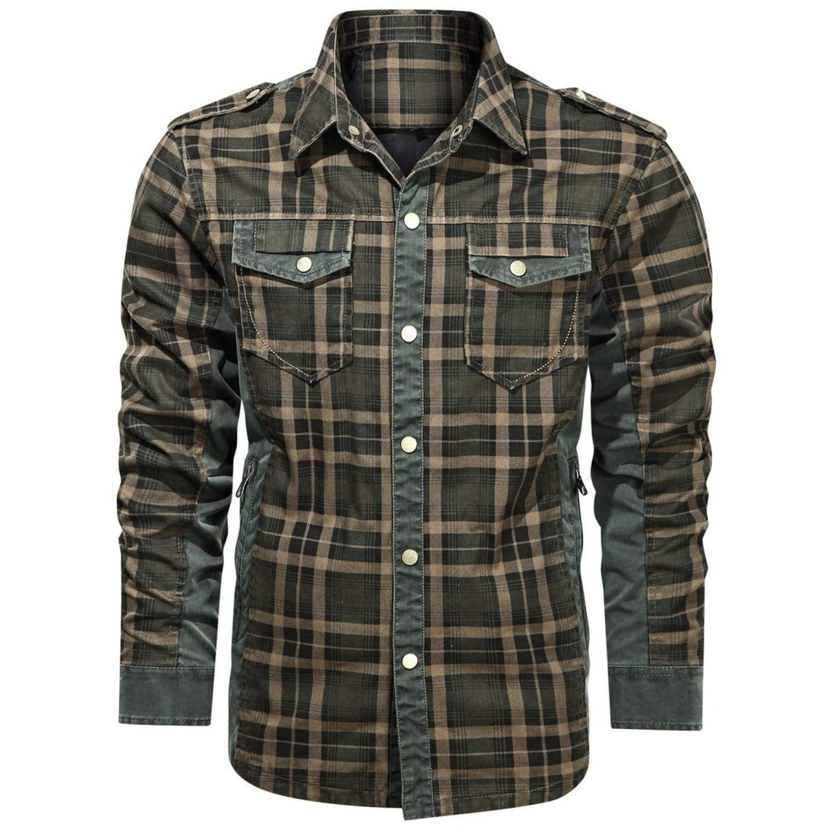Herren Flanellhemd Langarm Klassisch Baumwolle-Polyester 3