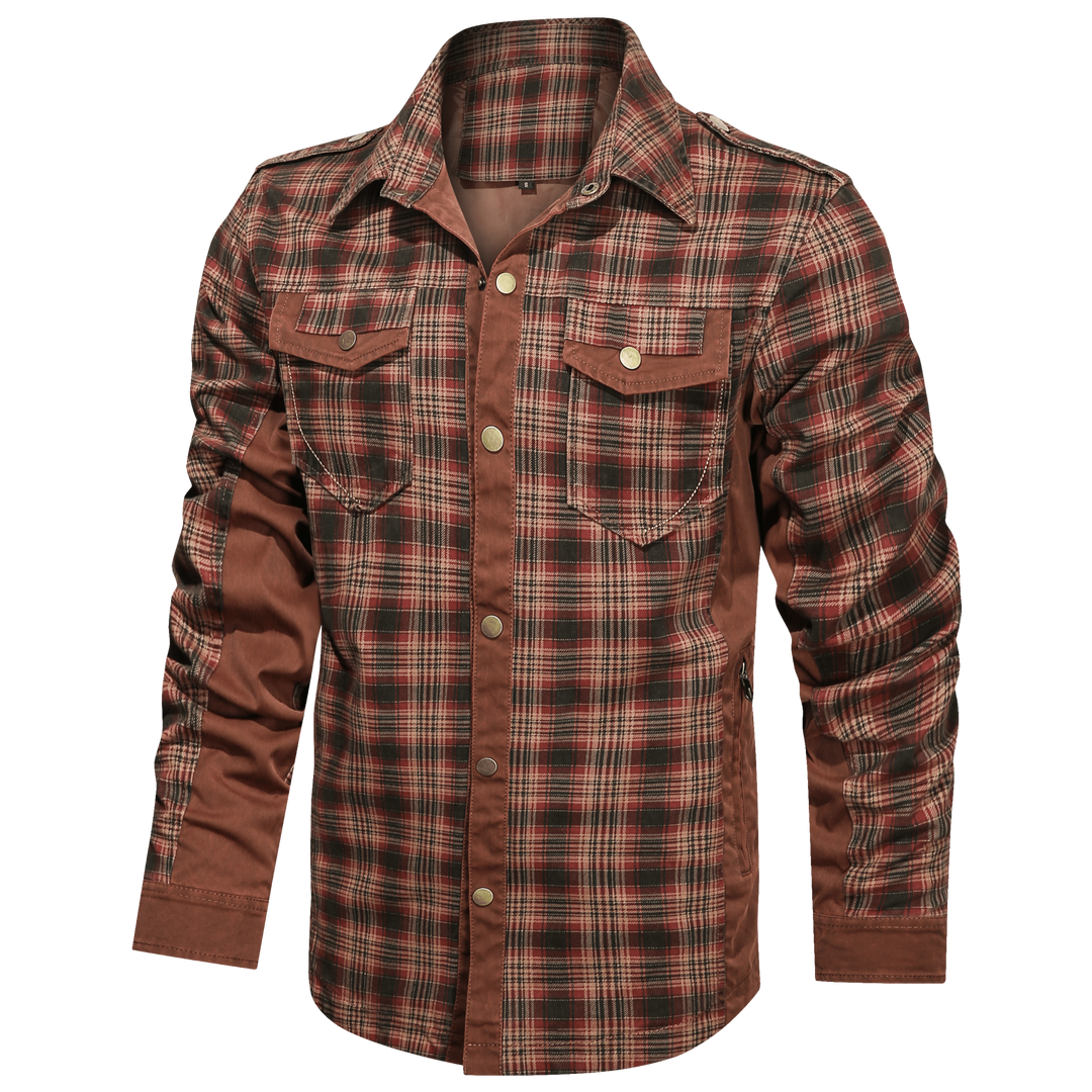 Herren Flanellhemd Langarm Klassisch Baumwolle-Polyester 8