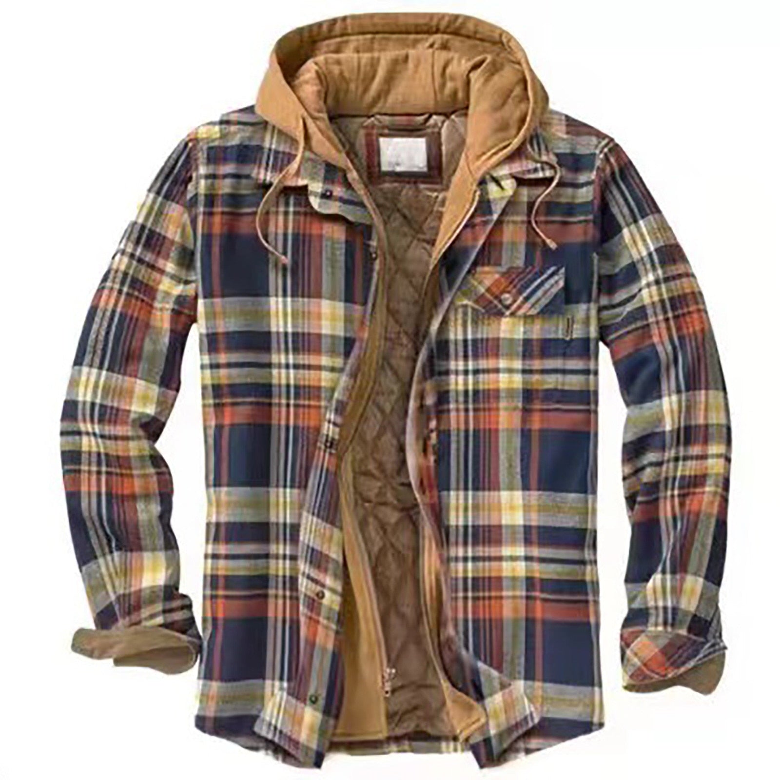 Herren Flanelljacke Mit Kapuze Winterjacke Klassisch Robust 1