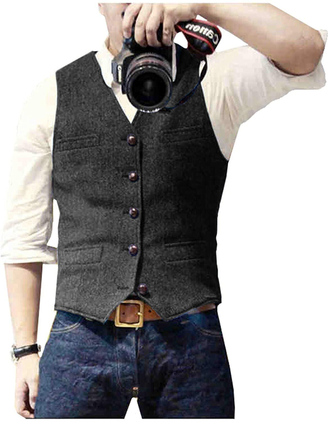 Herren Gilet Modernes Design mit V-Ausschnitt 6