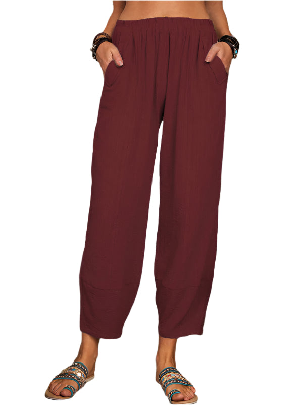 Herren Harem Pants Lockere Passform Baumwolle-Leinen-Mischung 0