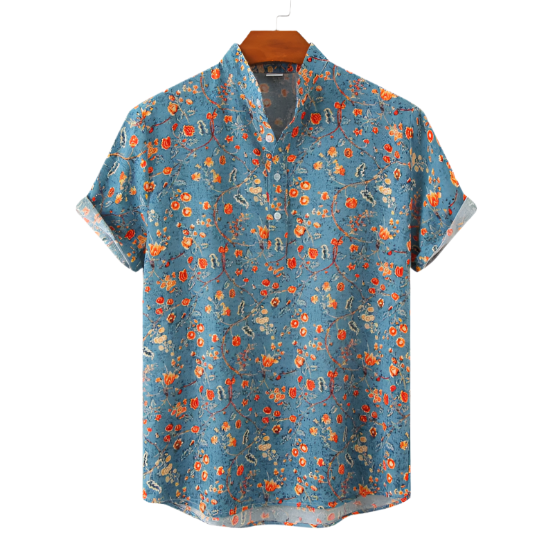 Herren Hemd mit Blumenmuster für Freizeit und Sommer 0