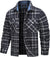 Herren Hemdjacke Kariert Oversize Baumwolle Langarm mit Brusttaschen 10