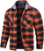 Herren Hemdjacke Kariert Oversize Baumwolle Langarm mit Brusttaschen 14
