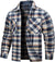 Herren Hemdjacke Kariert Oversize Baumwolle Langarm mit Brusttaschen 15