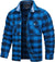 Herren Hemdjacke Kariert Oversize Baumwolle Langarm mit Brusttaschen 6