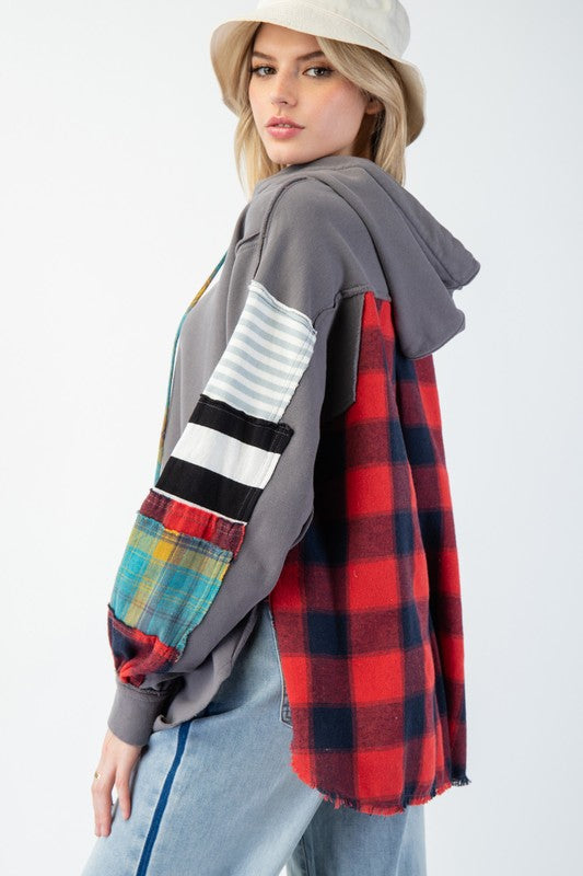 Herren Hoodie Plaid Terry Strickmischung 3