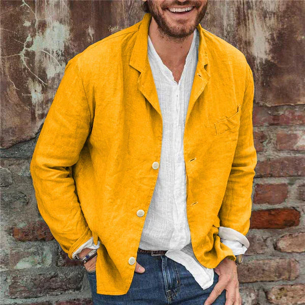 Herren Jacke Casual Leinen Leicht Atmungsaktiv für Frühling und Sommer 5