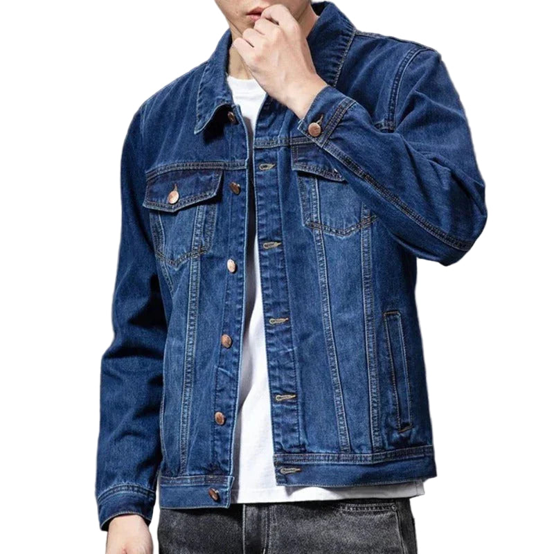 Herren Jeansjacke Vintage Stil Mit Maßgeschneiderter Passform 0