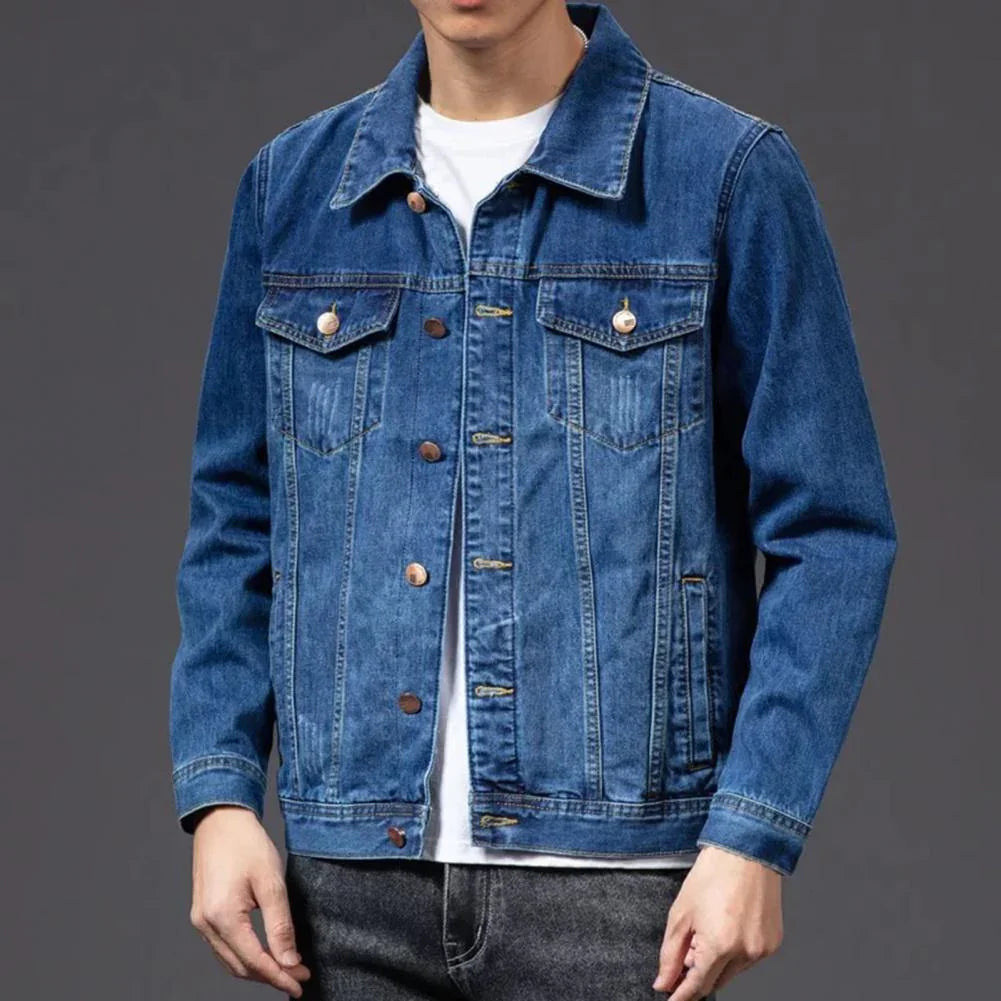 Herren Jeansjacke Vintage Stil Mit Maßgeschneiderter Passform 1