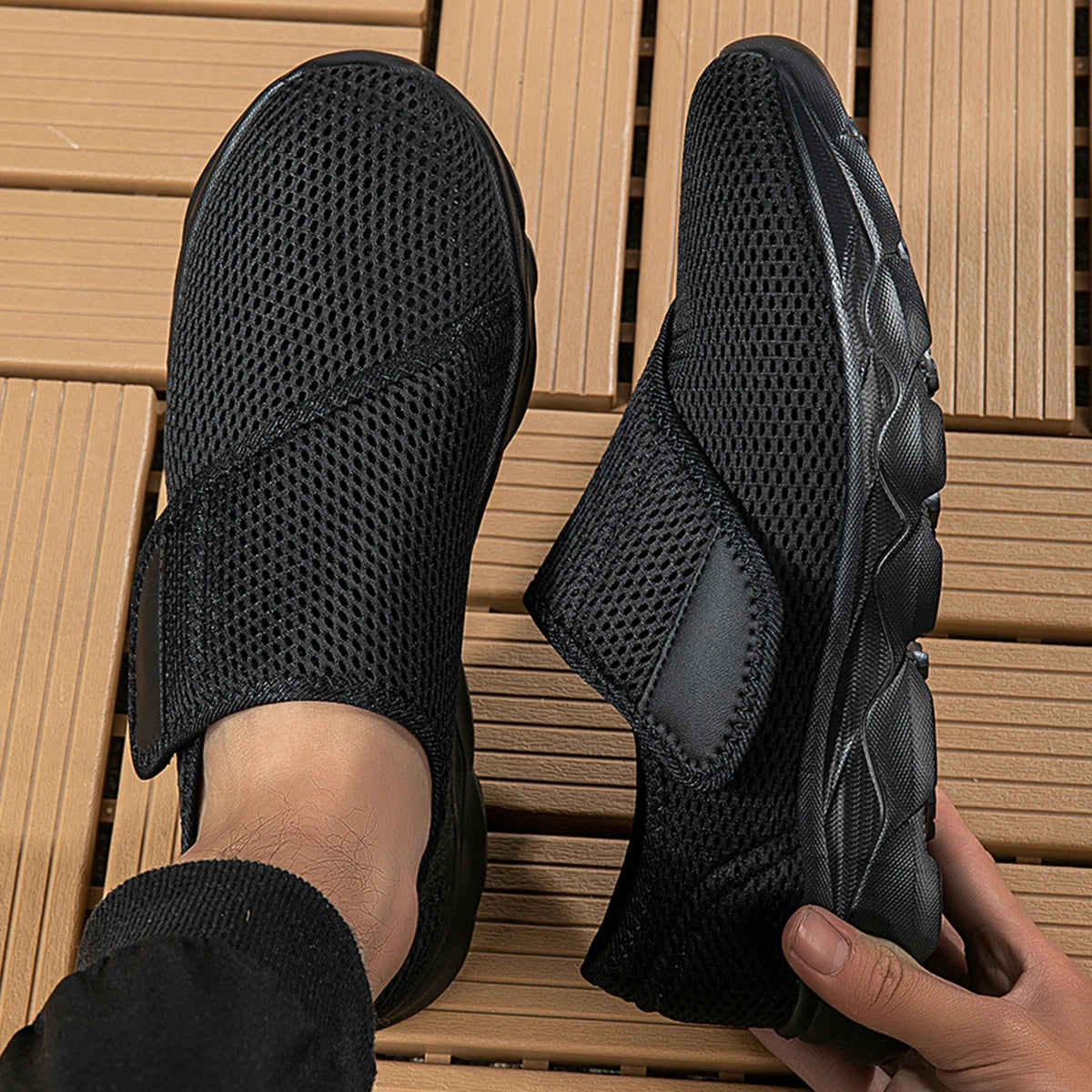 Herren Komfort Schuhe für breite Füße mit verstellbarem Design 1