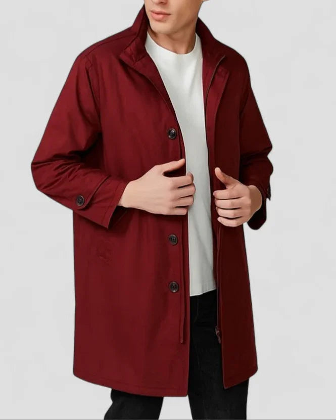 Herren Langer Mantel Minimalistisch 1