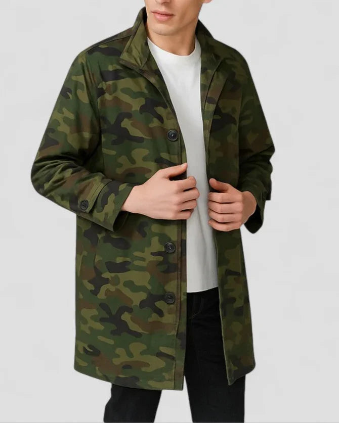 Herren Langer Mantel Minimalistisch 2