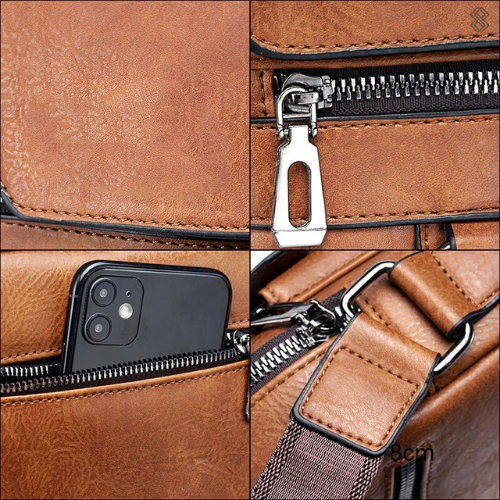 Herren Laptoptasche Multifunktional Leder 15,6 Zoll 3