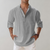 Herren Leinen Hemd Oversize Offene Kragenlinie Langarm Casual 5