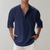 Herren Leinen Hemd Oversize Offene Kragenlinie Langarm Casual 6