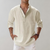 Herren Leinen Hemd Oversize Offene Kragenlinie Langarm Casual 8