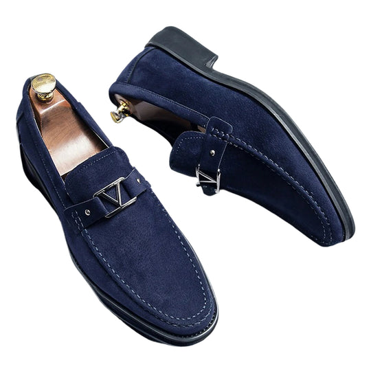 Herren Loafer Elegante Suede mit Dekorativem Schnallenverschluss 0